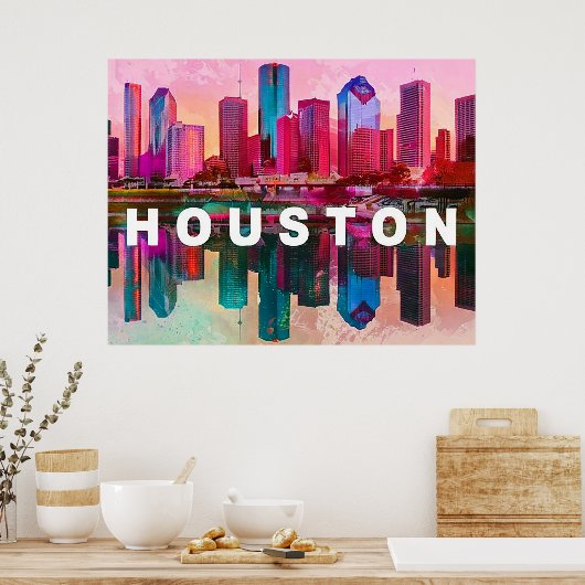 Poster Graffiti de Houston Skyline (Cuisine)