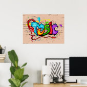 Poster Graffiti de musique colorée cool (Bureau à domicile)