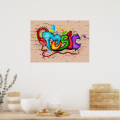 Poster Graffiti de musique colorée cool (Cuisine)