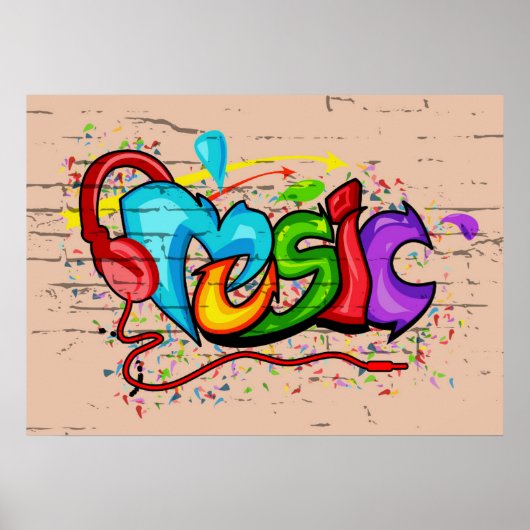 Poster Graffiti de musique colorée cool (Devant)