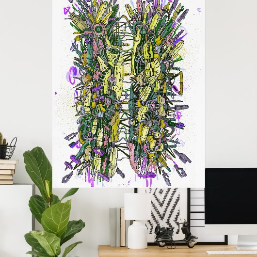 Poster Graffiti de pirates informatiques (Bureau à domicile)