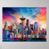 Poster Graffiti de Seattle Skyline (Devant)