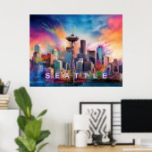 Poster Graffiti de Seattle Skyline (Bureau à domicile)