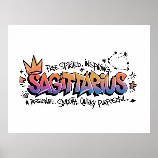 Poster Graffiti du zodiaque Sagittaire (Devant)
