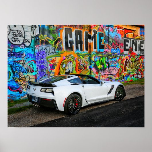 Poster graffiti et la Corvette Z06 (Devant)