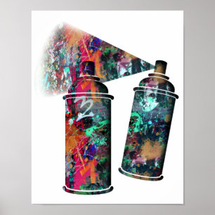 Poster Graffiti et pinceau Spray Cans