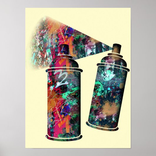 Poster Graffiti et pinceau Spray Cans (Devant)