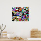 Poster Graffiti Fruits et Légumes (Cuisine)