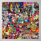 Poster Graffiti mur collage (Devant)