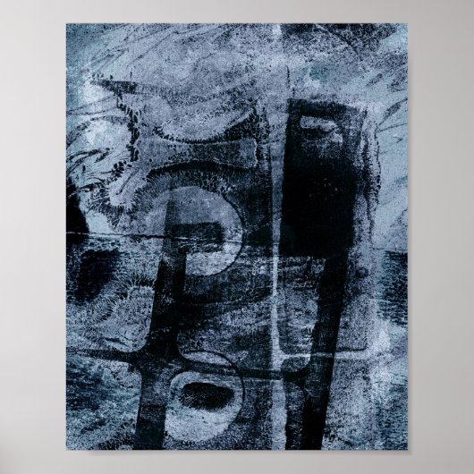 Poster Graffiti peint Grunge | Dark Navy et Denim Blue (Devant)