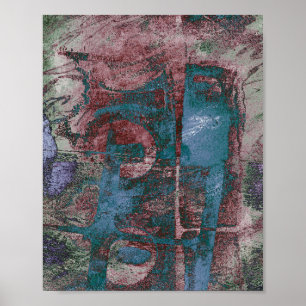 Poster Graffiti peint Grunge   Taupe bleu rouille
