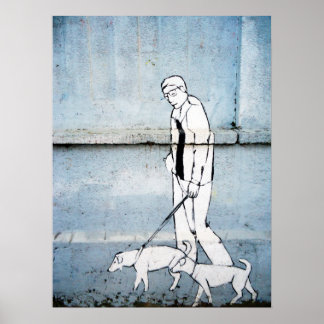 Poster graffiti pour chien marchant rue branimirova, croa