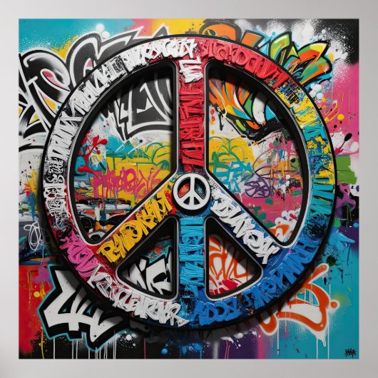 Poster Graffiti Street Art A Canvas for Peace Symbols (Devant)