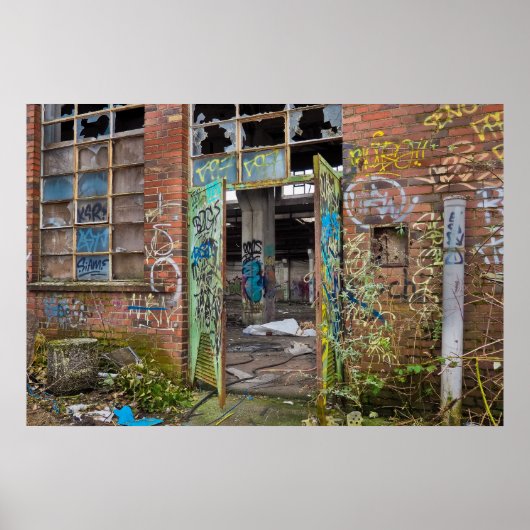 Poster Graffiti Street Art Abandon de l'affiche du bâtime (Devant)