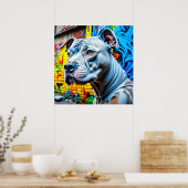 Poster Graffiti Street Art Blanc Pitbull Lover (Cuisine)