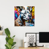 Poster Graffiti Street Art Brindle Pitbull Lover (Bureau à domicile)
