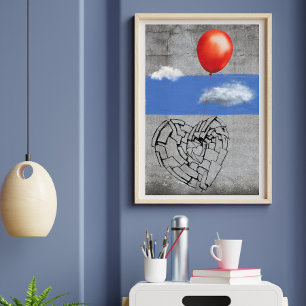 Poster Graffiti Street Art Light-Heart ballon rouge