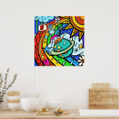 Poster Graffiti Street Art Rainbow Météo Funky Cartoon (Cuisine)