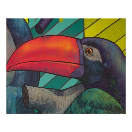 Poster Graffiti Toucan coloré (Devant)