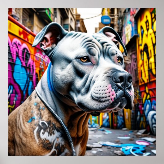 Poster Graffiti urbain de rue de Pitbull City (Devant)