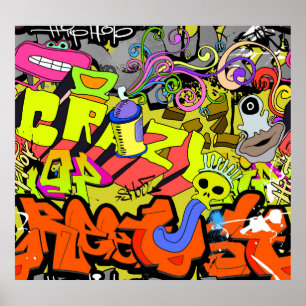 Poster Graffiti urbain : mur d'art Vintage