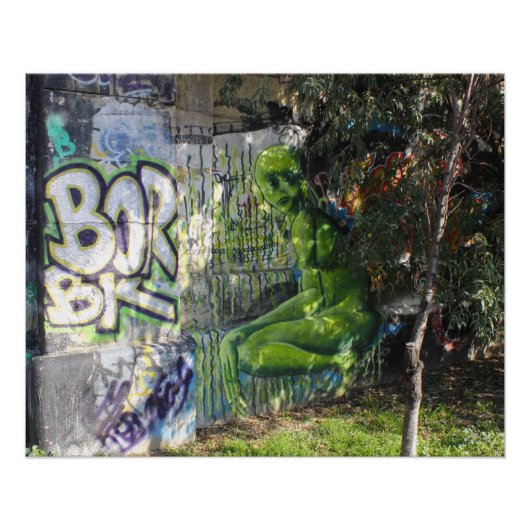 Poster Graffiti vert de l'espace extra-atmosphérique (Devant)