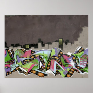 Poster Graffiti - Ville en plaid