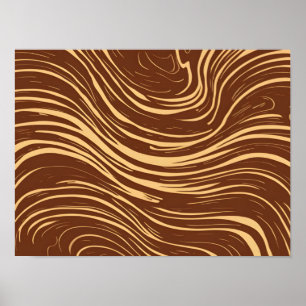 Poster Grain Brown Abstrait et Grain de bois d'or