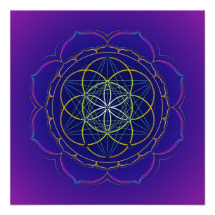 Poster Graine mandala en vie et de Metatron de cube