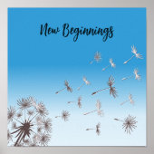 Poster Graines De Dandelion Volant Dans Le Ciel Nouveaux  (Devant)