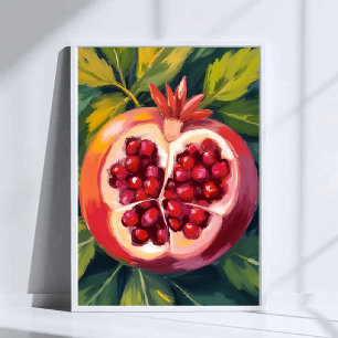 Poster Graines de Grenade Peinture de Fruit
