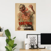 Poster Grains Je suis un Vegan Zombie Drôle Horreur Vinta (Bureau à domicile)