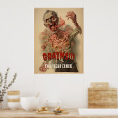 Poster Grains Je suis un Vegan Zombie Drôle Horreur Vinta (Cuisine)