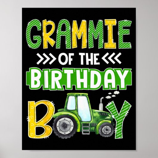 Poster Grammie Of The Birthday Boy Tractors Farm Trucks F (Devant)