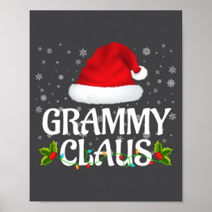 Poster Grammy Claus Lumières de Noël Pyjama Famille Santa