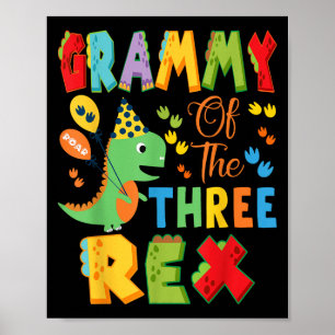 Poster Grammy Des Trois Rex 3ème Anniversaire Dinosaur