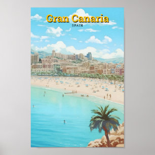 Poster Gran Canaria Espagne Vintage voyage