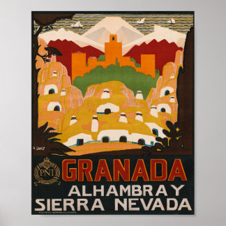 Poster Granada Alhambra Sierra Nevada Vintage voyage