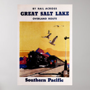 Poster GRAND AFFICHAGE DU LAC SALT Southern Pacific Old R