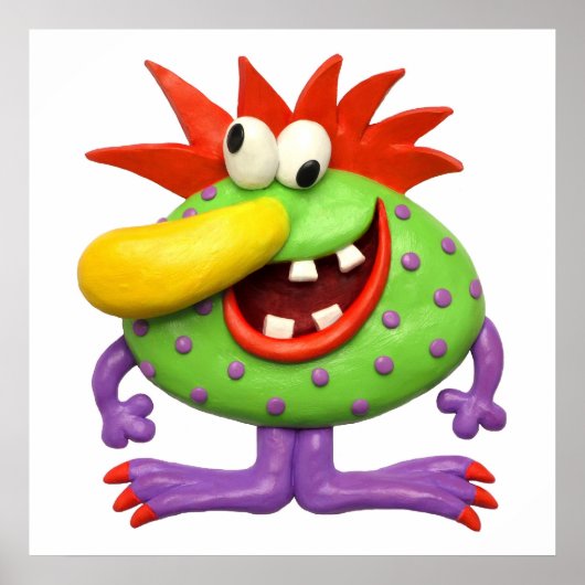 Poster Grand bébé monstre jaune à gros nez Shower Nursery (Devant)