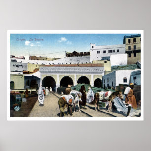 Poster Grand bureau de douane vintage du Maroc Tanger
