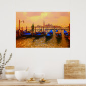 Poster Grand Canal de Venise et Gondolas Italie Voyage d' (Cuisine)