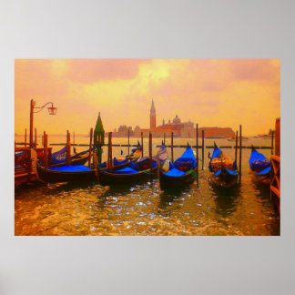 Poster Grand Canal de Venise et Gondolas Italie Voyage d'