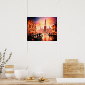 Poster Grand Canal de Venise, Gondolas et San Marco | (Cuisine)