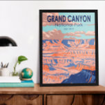 Poster Grand Canyon National Park Arizona Vintage<br><div class="desc">Grande Canyon dessin vectoriel. Le parc abrite une grande partie de l'immense Grand Canyon,  avec ses bandes de roches rouges superposées qui révèlent des millions d'années d'histoire géologique.</div>