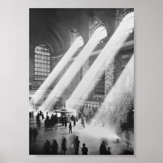 Poster Grand Central Station, Vintage noir et blanc (Devant)