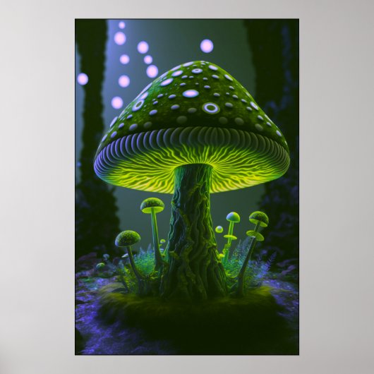 Poster Grand champignon gris - Vert & Indigo (Devant)
