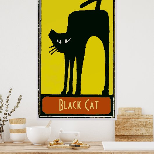Poster Grand chat noir, (Cuisine)