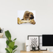 Poster Grand chiot Dane avec os en studio (Bureau à domicile)