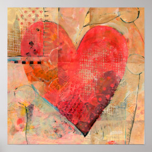 Poster Grand Coeur heureux Mixte Media Art